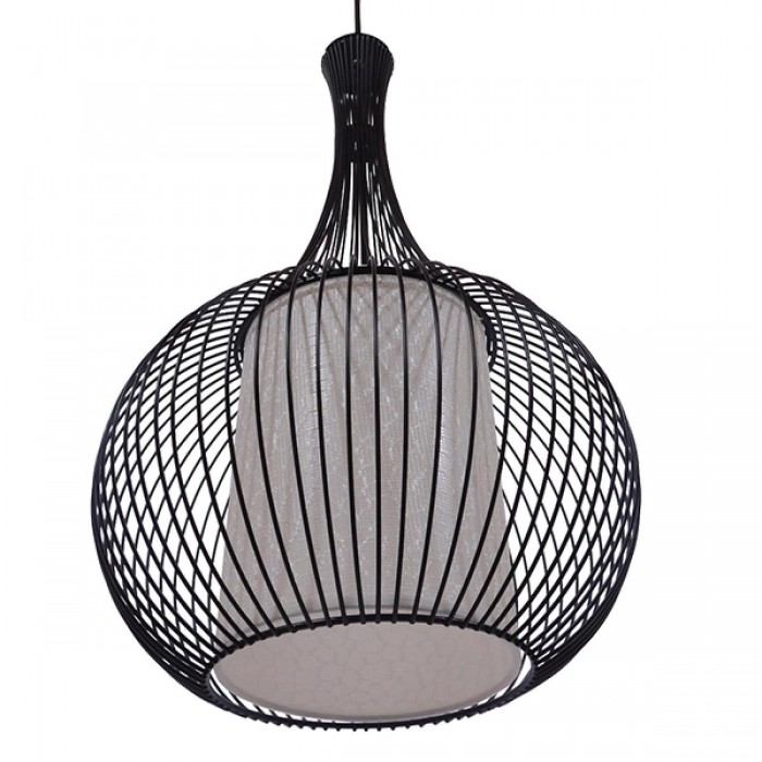GloboStar® BERNA 01198 Μοντέρνο Κρεμαστό Φωτιστικό Οροφής Μονόφωτο Μαύρο Μεταλλικό Πλέγμα με Υφασμάτινο Εσωτερικό Καπέλο Φ30 x Y50cm GloboStar® BERNA 01198 Μοντέρνο Κρεμαστό Φωτιστικό Οροφής Μονόφωτο Μαύρο Μεταλλικό Πλέγμα με Υφασμάτινο Εσωτερικό Καπέλο Φ30 x Y50cm
