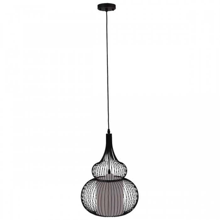 GloboStar® PANYA 01199 Μοντέρνο Κρεμαστό Φωτιστικό Οροφής Μονόφωτο Μαύρο Μεταλικό Πλέγμα με Υφασμάτινο Εσωτερικό Καπέλο Φ31 x Y42cm GloboStar® PANYA 01199 Μοντέρνο Κρεμαστό Φωτιστικό Οροφής Μονόφωτο Μαύρο Μεταλικό Πλέγμα με Υφασμάτινο Εσωτερικό Καπέλο Φ31 x Y42cm