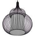 GloboStar® PANYA 01199 Μοντέρνο Κρεμαστό Φωτιστικό Οροφής Μονόφωτο Μαύρο Μεταλικό Πλέγμα με Υφασμάτινο Εσωτερικό Καπέλο Φ31 x Y42cm