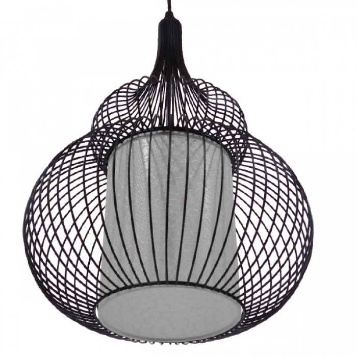 GloboStar® PANYA 01199 Μοντέρνο Κρεμαστό Φωτιστικό Οροφής Μονόφωτο Μαύρο Μεταλικό Πλέγμα με Υφασμάτινο Εσωτερικό Καπέλο Φ31 x Y42cm GloboStar® PANYA 01199 Μοντέρνο Κρεμαστό Φωτιστικό Οροφής Μονόφωτο Μαύρο Μεταλικό Πλέγμα με Υφασμάτινο Εσωτερικό Καπέλο Φ31 x Y42cm