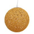 GloboStar® OCEANA 01200 Vintage Κρεμαστό Φωτιστικό Οροφής Μονόφωτο 1 x E27 Μπεζ Ξύλινο Ψάθινο Rattan Φ20 x Υ20cm
