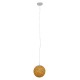 GloboStar® OCEANA 01200 Vintage Κρεμαστό Φωτιστικό Οροφής Μονόφωτο 1 x E27 Μπεζ Ξύλινο Ψάθινο Rattan Φ20 x Υ20cm