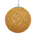 GloboStar® OCEANA 01200 Vintage Κρεμαστό Φωτιστικό Οροφής Μονόφωτο 1 x E27 Μπεζ Ξύλινο Ψάθινο Rattan Φ20 x Υ20cm