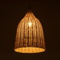 GloboStar® BAHAMAS 01202 Vintage Κρεμαστό Φωτιστικό Οροφής Μονόφωτο 1 x E27 Μπεζ Ξύλινο Ψάθινο Μπαμπού Φ30 x Υ47cm