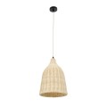 GloboStar® BAHAMAS 01202 Vintage Κρεμαστό Φωτιστικό Οροφής Μονόφωτο 1 x E27 Μπεζ Ξύλινο Ψάθινο Μπαμπού Φ30 x Υ47cm