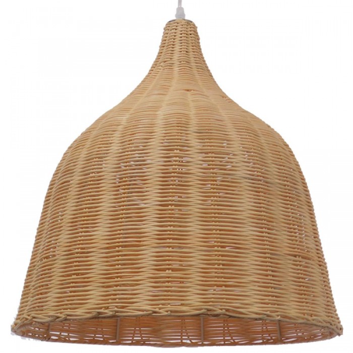 GloboStar® BAHAMAS 01203 Vintage Κρεμαστό Φωτιστικό Οροφής Μονόφωτο 1 x E27 Μπεζ Ξύλινο Ψάθινο Μπαμπού Φ45 x Υ47cm