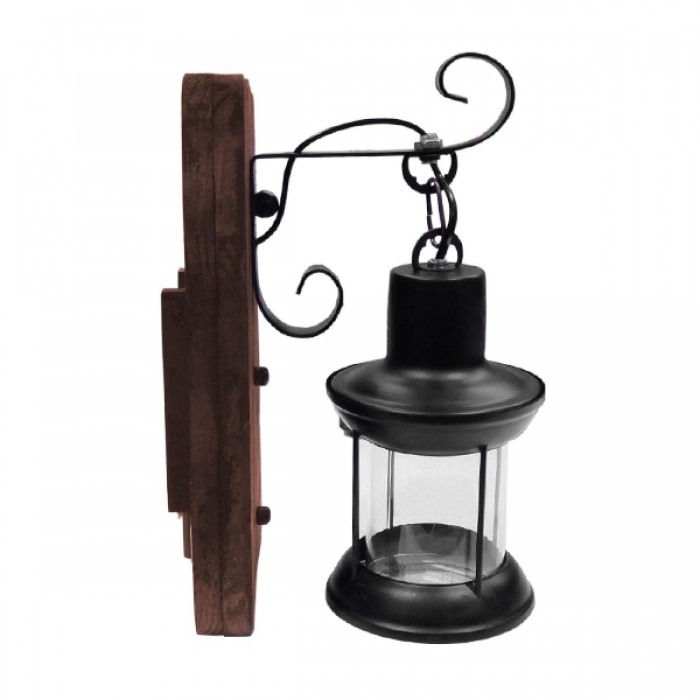 GloboStar® BRASRA 01204 Vintage Φωτιστικό Τοίχου Απλίκα Μονόφωτο Ξύλινο με Μαύρο Μεταλλικό Φανάρι και Διάφανο Γυαλί Φ21 x Μ24 x Π21 x Υ34cm GloboStar® BRASRA 01204 Vintage Φωτιστικό Τοίχου Απλίκα Μονόφωτο Ξύλινο με Μαύρο Μεταλλικό Φανάρι και Διάφανο Γυαλί Φ21 x Μ24 x Π21 x Υ34cm