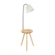 GloboStar® TIFFANY 01206 Μοντέρνο Φωτιστικό Δαπέδου Μονόφωτο 1 x E27 Μαύρο Μεταλλικό με Μπεζ Ξύλινη Επιφάνεια Καμπάνα D28 x H140cm
