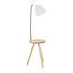 GloboStar® TIFFANY 01206 Μοντέρνο Φωτιστικό Δαπέδου Μονόφωτο 1 x E27 Μαύρο Μεταλλικό με Μπεζ Ξύλινη Επιφάνεια Καμπάνα D28 x H140cm