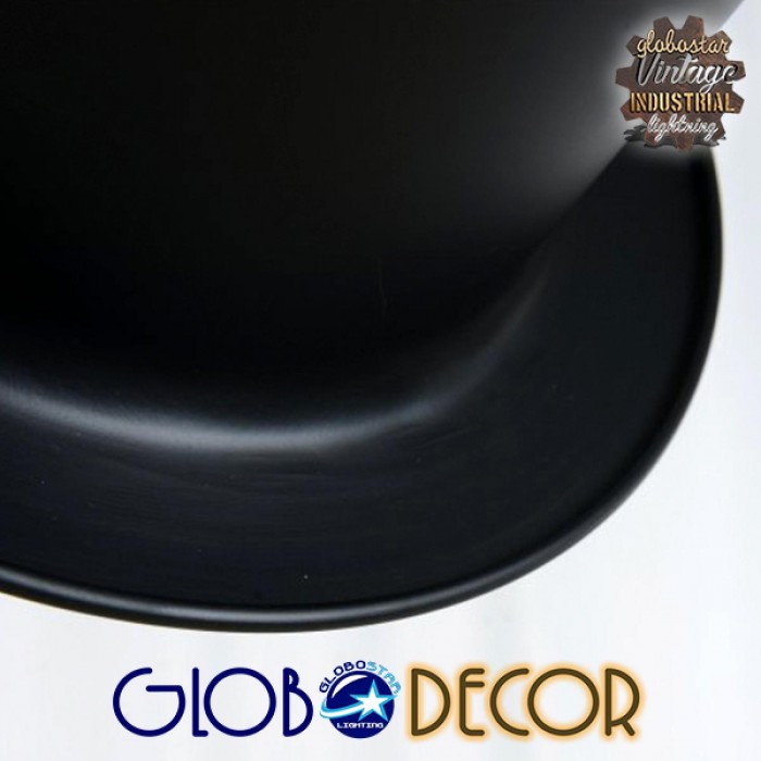 GloboStar® SHERLOCK 01215 Vintage Κρεμαστό Φωτιστικό Οροφής Μονόφωτο 1 x E27 Μαύρο Μεταλλικό Καμπάνα Φ26 x Y18cm