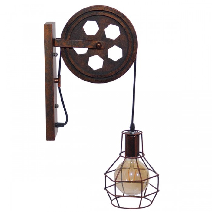 GloboStar® RYDON 01216 Vintage Industrial Φωτιστικό Τοίχου Απλίκα Μονόφωτο Καφέ Σκουριά Μεταλλικό Πλέγμα Φ15 x Μ24 x Π15 x Υ70cm GloboStar® RYDON 01216 Vintage Industrial Φωτιστικό Τοίχου Απλίκα Μονόφωτο Καφέ Σκουριά Μεταλλικό Πλέγμα Φ15 x Μ24 x Π15 x Υ70cm