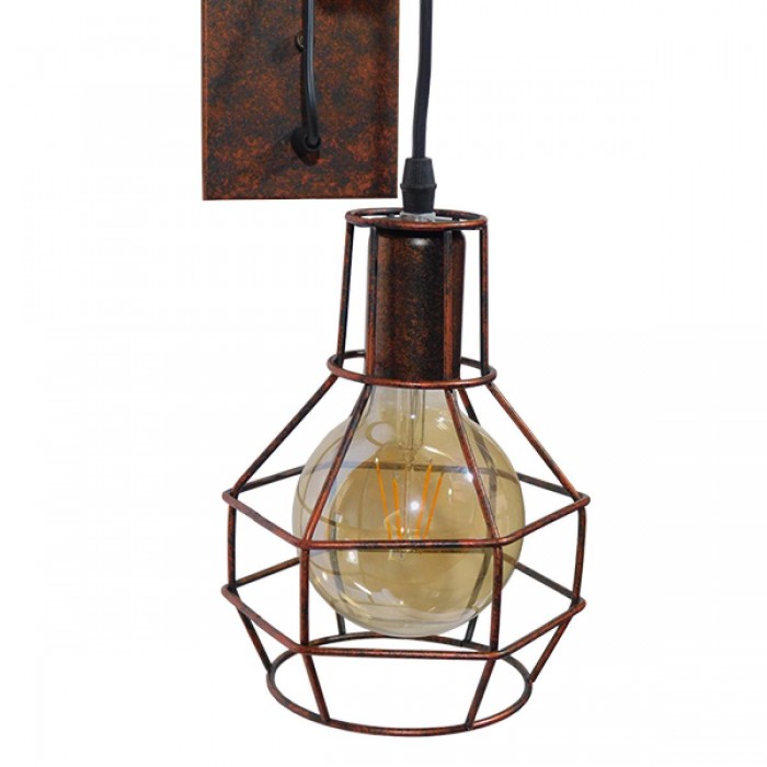 GloboStar® RYDON 01216 Vintage Industrial Φωτιστικό Τοίχου Απλίκα Μονόφωτο Καφέ Σκουριά Μεταλλικό Πλέγμα Φ15 x Μ24 x Π15 x Υ70cm GloboStar® RYDON 01216 Vintage Industrial Φωτιστικό Τοίχου Απλίκα Μονόφωτο Καφέ Σκουριά Μεταλλικό Πλέγμα Φ15 x Μ24 x Π15 x Υ70cm