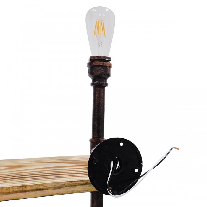 GloboStar® ENIMAS 01217 Vintage Industrial Φωτιστικό Τοίχου Απλίκα Δίφωτο Μπρούτζινο Μεταλλικό με Ξύλινα Ράφια Μ65 x Π23 x Υ76cm GloboStar® ENIMAS 01217 Vintage Industrial Φωτιστικό Τοίχου Απλίκα Δίφωτο Μπρούτζινο Μεταλλικό με Ξύλινα Ράφια Μ65 x Π23 x Υ76cm