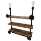 GloboStar® ENIMAS 01217 Vintage Industrial Φωτιστικό Τοίχου Απλίκα Δίφωτο Μπρούτζινο Μεταλλικό με Ξύλινα Ράφια Μ65 x Π23 x Υ76cm GloboStar® ENIMAS 01217 Vintage Industrial Φωτιστικό Τοίχου Απλίκα Δίφωτο Μπρούτζινο Μεταλλικό με Ξύλινα Ράφια Μ65 x Π23 x Υ76cm