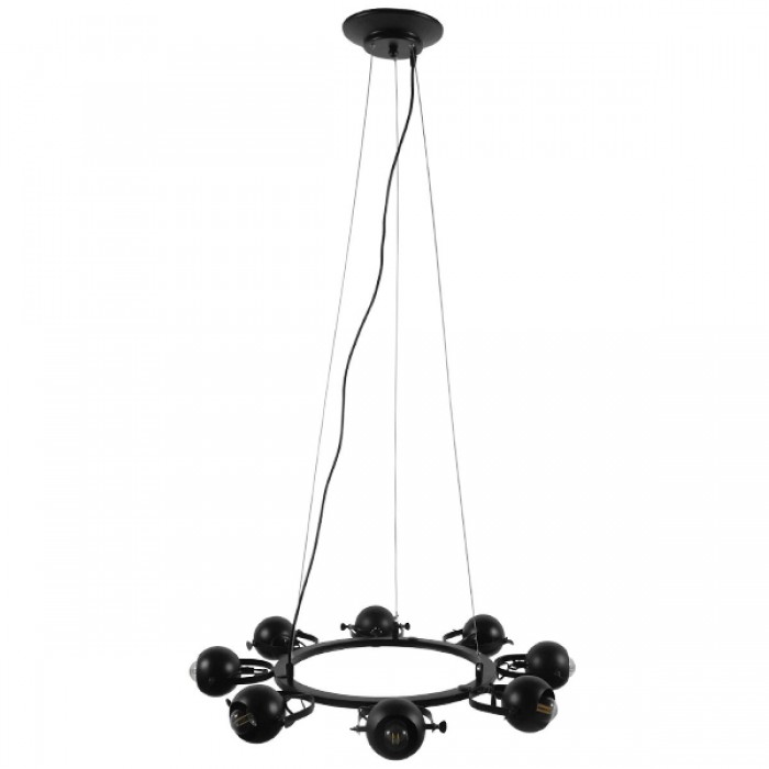 GloboStar® LINNYA 01219 Μοντέρνο Industrial Κρεμαστό Φωτιστικό Οροφής Πολύφωτο Μαύρο Μεταλλικό Πολυέλαιος με Κινούμενα Σποτ Φ66 x Y10cm