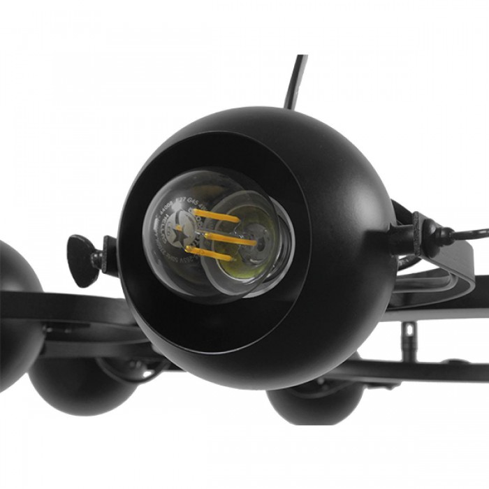 GloboStar® LINNYA 01219 Μοντέρνο Industrial Κρεμαστό Φωτιστικό Οροφής Πολύφωτο Μαύρο Μεταλλικό Πολυέλαιος με Κινούμενα Σποτ Φ66 x Y10cm
