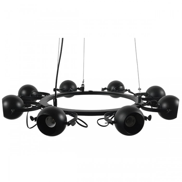 GloboStar® LINNYA 01219 Μοντέρνο Industrial Κρεμαστό Φωτιστικό Οροφής Πολύφωτο Μαύρο Μεταλλικό Πολυέλαιος με Κινούμενα Σποτ Φ66 x Y10cm