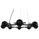 GloboStar® LINNYA 01219 Μοντέρνο Industrial Κρεμαστό Φωτιστικό Οροφής Πολύφωτο Μαύρο Μεταλλικό Πολυέλαιος με Κινούμενα Σποτ Φ66 x Y10cm