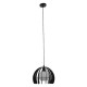 GloboStar® INGLEY 01226 Μοντέρνο Κρεμαστό Φωτιστικό Οροφής Μονόφωτο Μαύρο Μεταλλικό Πλέγμα με Λευκό Γυαλί Φ26 x Y21cm