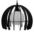 GloboStar® INGLEY 01226 Μοντέρνο Κρεμαστό Φωτιστικό Οροφής Μονόφωτο Μαύρο Μεταλλικό Πλέγμα με Λευκό Γυαλί Φ26 x Y21cm