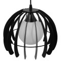 GloboStar® INGLEY 01226 Μοντέρνο Κρεμαστό Φωτιστικό Οροφής Μονόφωτο Μαύρο Μεταλλικό Πλέγμα με Λευκό Γυαλί Φ26 x Y21cm