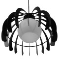 GloboStar® INGLEY 01226 Μοντέρνο Κρεμαστό Φωτιστικό Οροφής Μονόφωτο Μαύρο Μεταλλικό Πλέγμα με Λευκό Γυαλί Φ26 x Y21cm
