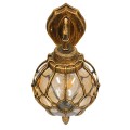 GloboStar® ETOILE 01227 Vintage Industrial Φωτιστικό Τοίχου Απλίκα Μονόφωτο Μπρονζέ Χρυσό Μεταλλικό Πλέγμα με Μελί Γυαλί Φ18 x Υ27cm