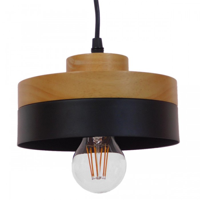 GloboStar® RUHIEL 01233 Μοντέρνο Κρεμαστό Φωτιστικό Οροφής Μονόφωτο 1 x E27 Μαύρο Μεταλλικό με Φυσικό Ξύλο Καμπάνα Φ18 x Y12cm GloboStar® RUHIEL 01233 Μοντέρνο Κρεμαστό Φωτιστικό Οροφής Μονόφωτο 1 x E27 Μαύρο Μεταλλικό με Φυσικό Ξύλο Καμπάνα Φ18 x Y12cm