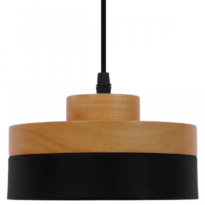 GloboStar® RUHIEL 01233 Μοντέρνο Κρεμαστό Φωτιστικό Οροφής Μονόφωτο 1 x E27 Μαύρο Μεταλλικό με Φυσικό Ξύλο Καμπάνα Φ18 x Y12cm GloboStar® RUHIEL 01233 Μοντέρνο Κρεμαστό Φωτιστικό Οροφής Μονόφωτο 1 x E27 Μαύρο Μεταλλικό με Φυσικό Ξύλο Καμπάνα Φ18 x Y12cm