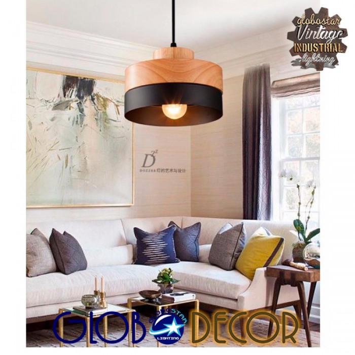 GloboStar® RUHIEL 01233 Μοντέρνο Κρεμαστό Φωτιστικό Οροφής Μονόφωτο 1 x E27 Μαύρο Μεταλλικό με Φυσικό Ξύλο Καμπάνα Φ18 x Y12cm GloboStar® RUHIEL 01233 Μοντέρνο Κρεμαστό Φωτιστικό Οροφής Μονόφωτο 1 x E27 Μαύρο Μεταλλικό με Φυσικό Ξύλο Καμπάνα Φ18 x Y12cm