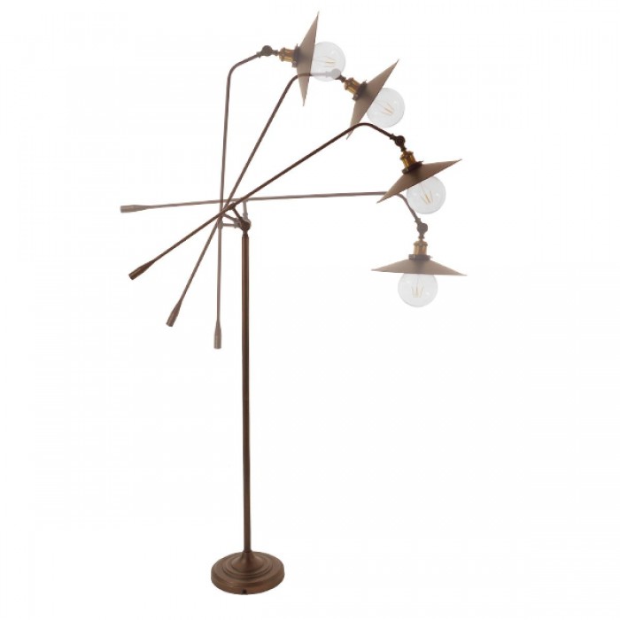 GloboStar® SILENE 01243 Vintage Φωτιστικό Δαπέδου Μονόφωτο 1 x E27 Χάλκινο Μεταλλικό Καμπάνα D30 x H194cm