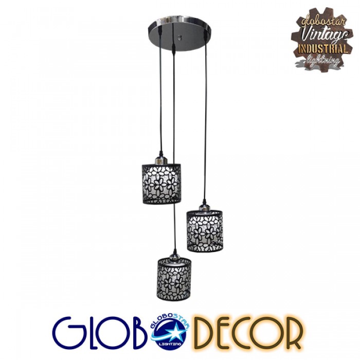 GloboStar® RAINELDA 01246 Μοντέρνο Κρεμαστό Φωτιστικό Οροφής Τρίφωτο 3 x E27 Μαύρο Μεταλλικό Πλέγμα με Λευκό Γυαλί Φ40 x Y19cm GloboStar® RAINELDA 01246 Μοντέρνο Κρεμαστό Φωτιστικό Οροφής Τρίφωτο 3 x E27 Μαύρο Μεταλλικό Πλέγμα με Λευκό Γυαλί Φ40 x Y19cm
