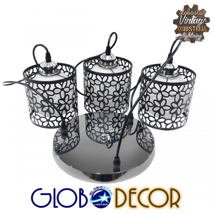 GloboStar® RAINELDA 01246 Μοντέρνο Κρεμαστό Φωτιστικό Οροφής Τρίφωτο 3 x E27 Μαύρο Μεταλλικό Πλέγμα με Λευκό Γυαλί Φ40 x Y19cm GloboStar® RAINELDA 01246 Μοντέρνο Κρεμαστό Φωτιστικό Οροφής Τρίφωτο 3 x E27 Μαύρο Μεταλλικό Πλέγμα με Λευκό Γυαλί Φ40 x Y19cm