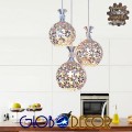 GloboStar® ILLUME 01249 Μοντέρνο Κρεμαστό Φωτιστικό Οροφής Τρίφωτο 3 x E27 Ασημί Μεταλλικό με Κρύσταλλα Μ64 x Π18 x Υ24cm