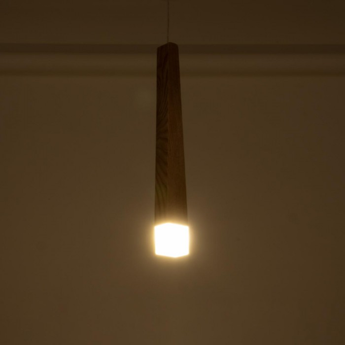 GloboStar® CALISTA 01252 Μοντέρνο Κρεμαστό Φωτιστικό Οροφής LED AC220-240V IP20 - Μ4 x Π3 x Υ33cm - Μπεζ Ξύλινο - Θερμό Λευκό 3000K