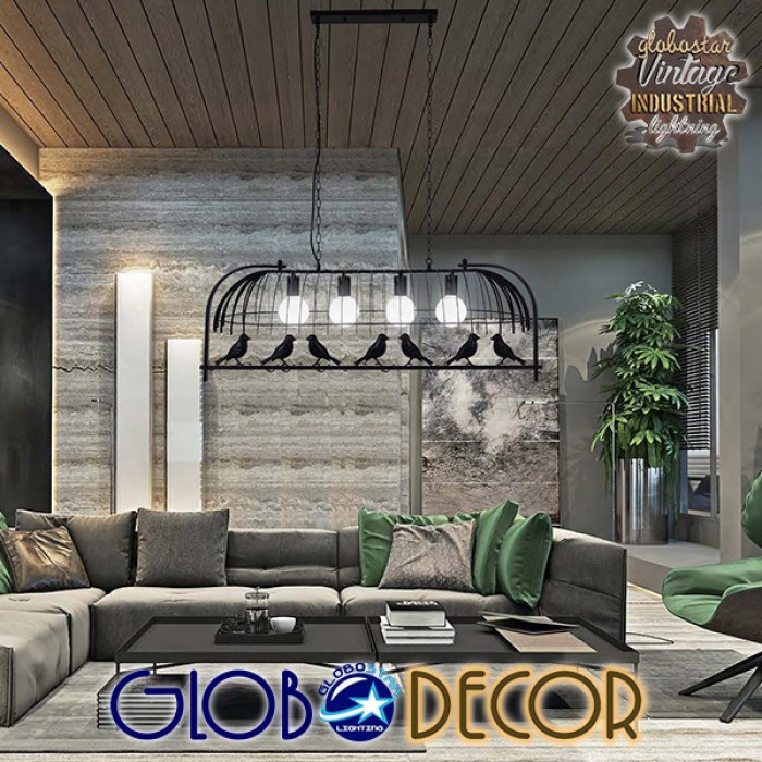 GloboStar® NEST 01255 Vintage Industrial Κρεμαστό Φωτιστικό Οροφής Πολύφωτο 4 x E27 Mαύρο Μεταλλικό Πλέγμα Μ105 x Π36.5 x Y37cm GloboStar® NEST 01255 Vintage Industrial Κρεμαστό Φωτιστικό Οροφής Πολύφωτο 4 x E27 Mαύρο Μεταλλικό Πλέγμα Μ105 x Π36.5 x Y37cm