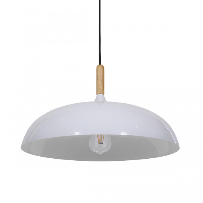 GloboStar® VALLETE WHITE 01256 Μοντέρνο Κρεμαστό Φωτιστικό Οροφής Μονόφωτο 1 x E27 Λευκό Μεταλλικό Καμπάνα Φ45 x Y27cm