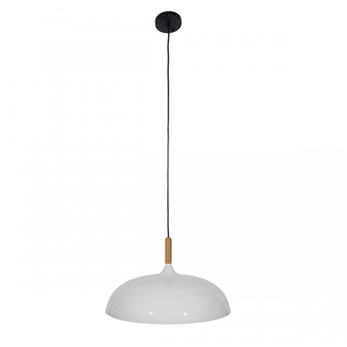 GloboStar® VALLETE WHITE 01256 Μοντέρνο Κρεμαστό Φωτιστικό Οροφής Μονόφωτο 1 x E27 Λευκό Μεταλλικό Καμπάνα Φ45 x Y27cm