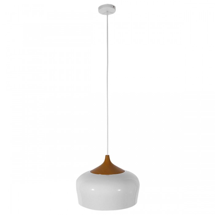 GloboStar® VILI WHITE 01260 Μοντέρνο Κρεμαστό Φωτιστικό Οροφής Μονόφωτο 1 x E27 Λευκό Μεταλλικό Καμπάνα Φ40 x Y27cm