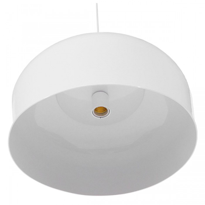 GloboStar® VILI WHITE 01260 Μοντέρνο Κρεμαστό Φωτιστικό Οροφής Μονόφωτο 1 x E27 Λευκό Μεταλλικό Καμπάνα Φ40 x Y27cm
