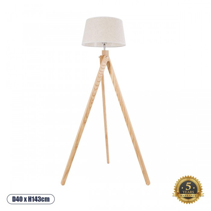 GloboStar® TRIPOD 01263 Μοντέρνο Φωτιστικό Δαπέδου Μονόφωτο 1 x E27 Μπεζ Ξύλινο Καμπάνα D40 x H143cm GloboStar® TRIPOD 01263 Μοντέρνο Φωτιστικό Δαπέδου Μονόφωτο 1 x E27 Μπεζ Ξύλινο Καμπάνα D40 x H143cm