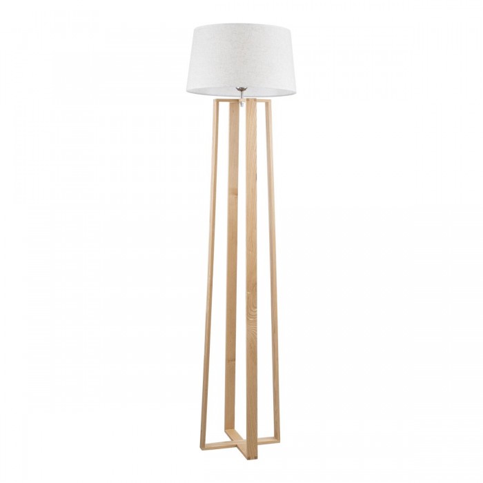 GloboStar® TOWER 01264 Μοντέρνο Φωτιστικό Δαπέδου Μονόφωτο 1 x E27 Μπεζ Ξύλινο Καμπάνα D40 x H166cm
