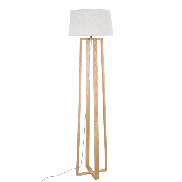 GloboStar® TOWER 01264 Μοντέρνο Φωτιστικό Δαπέδου Μονόφωτο 1 x E27 Μπεζ Ξύλινο Καμπάνα D40 x H166cm