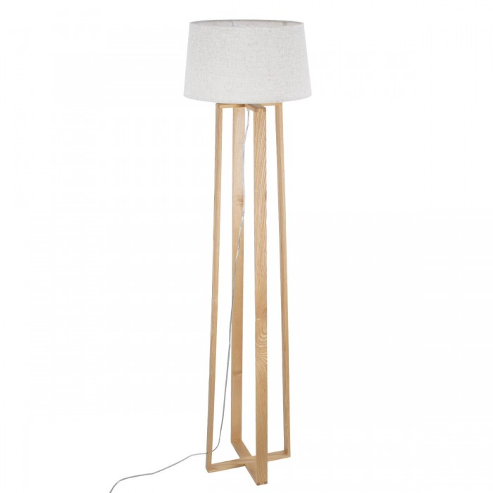 GloboStar® TOWER 01264 Μοντέρνο Φωτιστικό Δαπέδου Μονόφωτο 1 x E27 Μπεζ Ξύλινο Καμπάνα D40 x H166cm