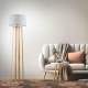 GloboStar® TOWER 01264 Μοντέρνο Φωτιστικό Δαπέδου Μονόφωτο 1 x E27 Μπεζ Ξύλινο Καμπάνα D40 x H166cm