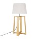 GloboStar® SQUID 01265 Μοντέρνο Επιτραπέζιο Φωτιστικό Πορτατίφ Μονόφωτο 1 x E27 Ξύλινο με Μπεζ Καπέλο Φ30 x Υ63cm