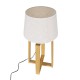 GloboStar® SQUID 01265 Μοντέρνο Επιτραπέζιο Φωτιστικό Πορτατίφ Μονόφωτο 1 x E27 Ξύλινο με Μπεζ Καπέλο Φ30 x Υ63cm
