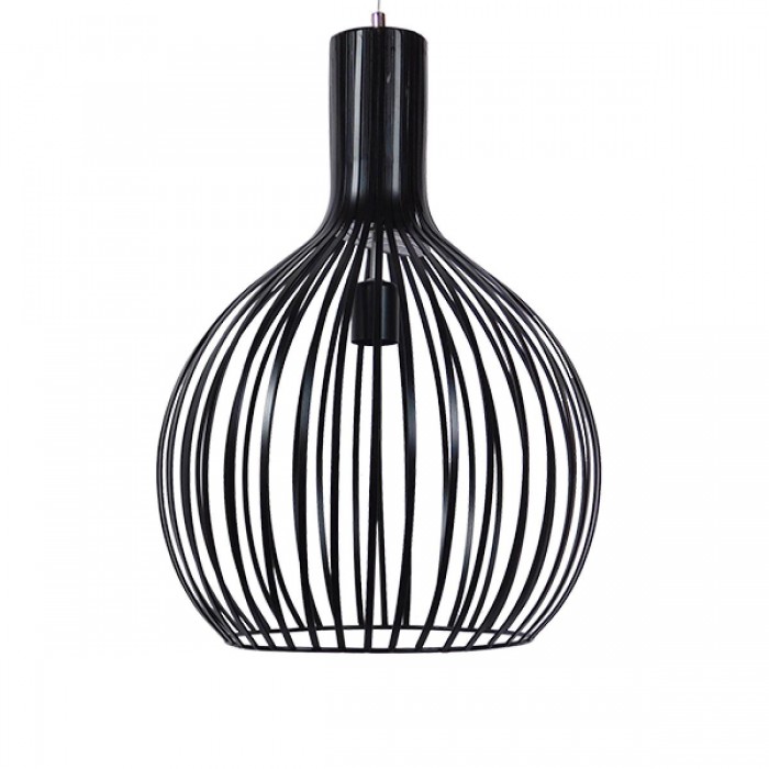 GloboStar® GOBLET DARK 01266 Μοντέρνο Κρεμαστό Φωτιστικό Οροφής Μονόφωτο Μαύρο Μεταλλικό Καμπάνα Φ38 x Y50cm