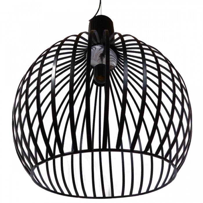 GloboStar® GOBLET DARK 01266 Μοντέρνο Κρεμαστό Φωτιστικό Οροφής Μονόφωτο Μαύρο Μεταλλικό Καμπάνα Φ38 x Y50cm