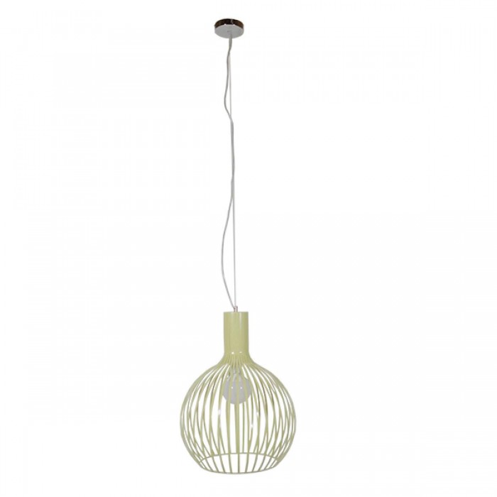 GloboStar® GOBLET LIGHT 01267 Vintage Industrial Κρεμαστό Φωτιστικό Οροφής Μονόφωτο Μπεζ Μεταλλικό Πλέγμα Φ38 x Y50cm